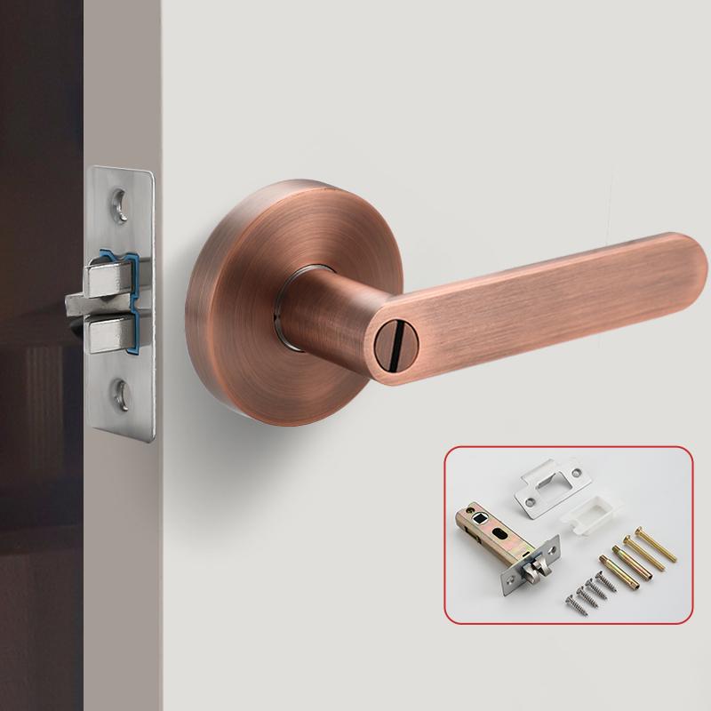 Door Handle Door Lock High-Grade Zinc Alloy Replacement Spherical Lock Bedroom Bathroom Three-Bar Door Lock Hardware