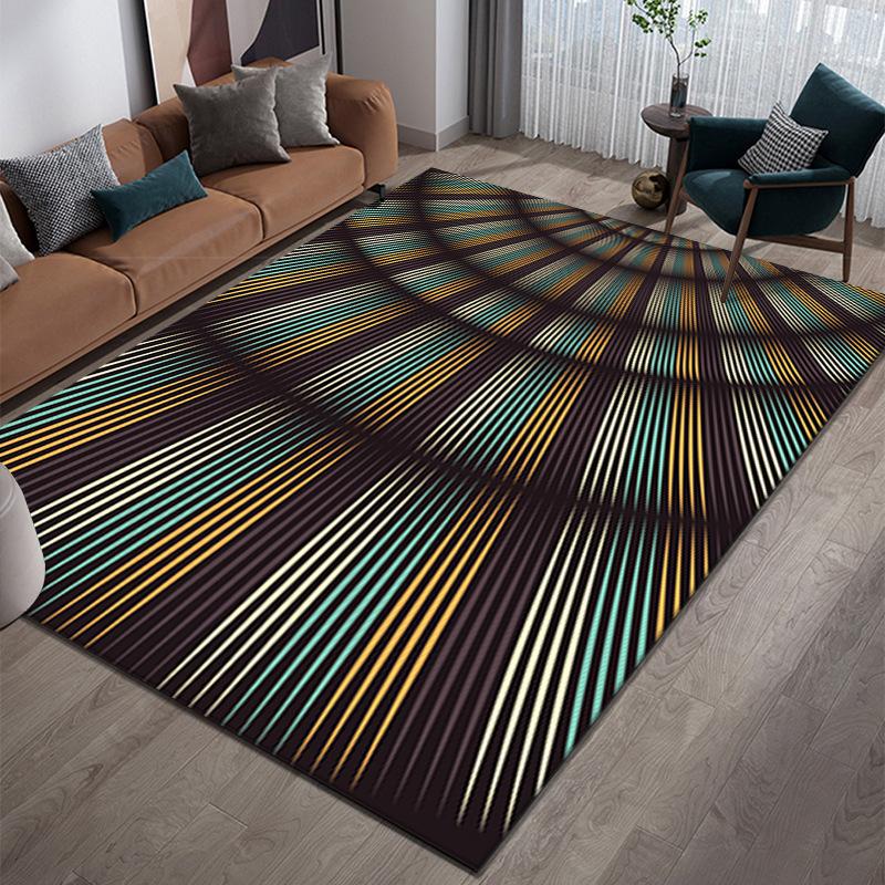 3D Abstract Carpet Color Lines Carpet Living Room Tea Table Visual Carpet Mat