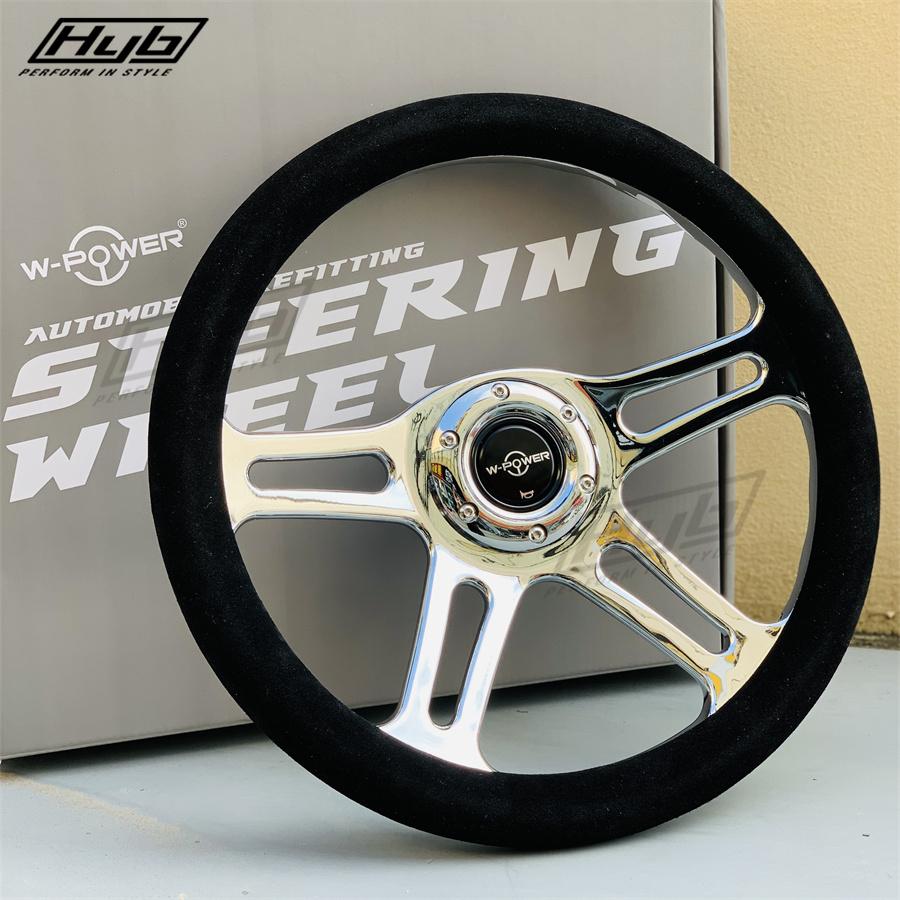 Modified Tuning Steering Wheel Flat Corn Round Shape PCD 70MM Universal Long Spoke JDM 14Inch Drift Car Steering Wheel