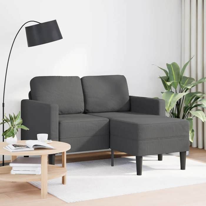 VidaXL 2-seater Sofa with L-shaped Chaise Lounge Dark Grey 125 Cm Linen, 2-seater Bedroom Sofa, Loveseat, Two-seater Sofa 4107077
