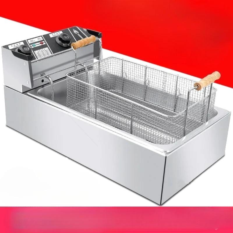 220V10l Stainless Steel Commercial Electric Frit Use Stove Single Cylinder Smokeless Chicken Dough French Fries Fryer Machine