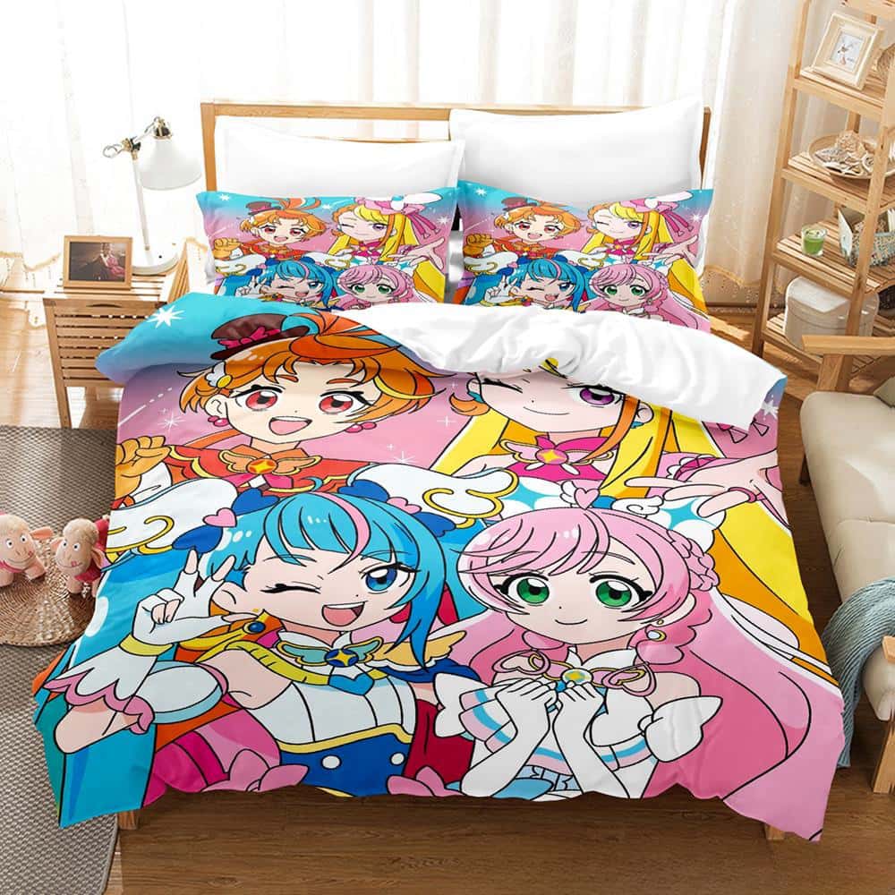 3D Kawaii Anime Hirogaru Sky! Pretty Cure Bedding Set Single Twin Full Queen King Size Bed Set Adult Kid Bedroom Duvetcover Sets