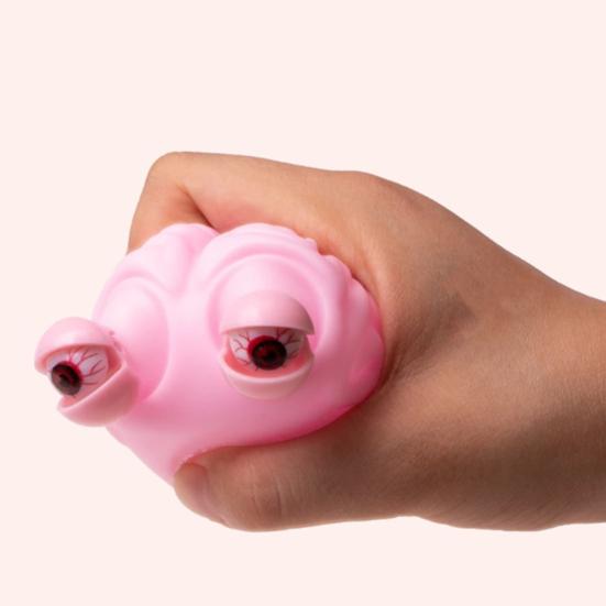 Simulation Pink Brain Squeeze Toy Stress Relief Popping Eyes Brain Sensory Toy Decompression Stress Ball Realistic Brain Fidget