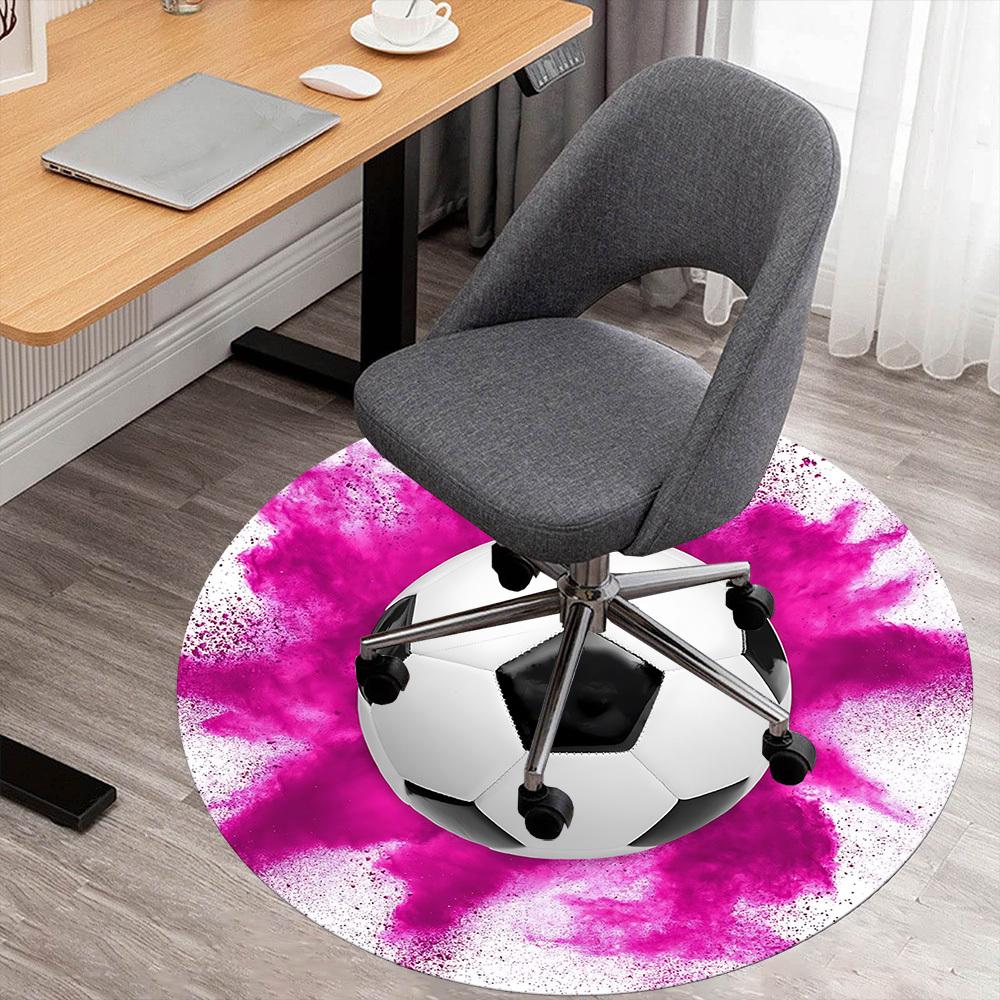 

1pc soccer ball Round Chair mat Area Rug - Non-Slip, Floor Mat for Office, Bedroom, and Indoor Decor c1125103 80cm by 80cm