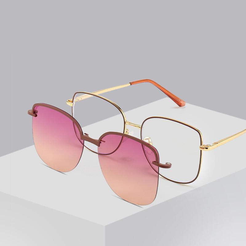 1/2 In 1 Magnetic Clip On Myopia Cat Eye Sunglasses Women Anti Glare Driving Eyewear Fashion Computer Glasses