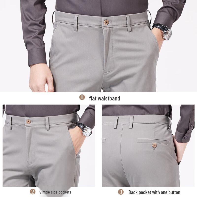 Langdeng Men's Business Casual Straight-Leg Pants