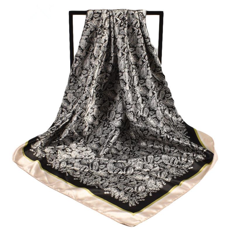 2025 Luxury Design Print Silk Square Scarf Women Soft Satin Horse Hairband Neckerchief Office Hijab Headband Foulard Bag Ribbons