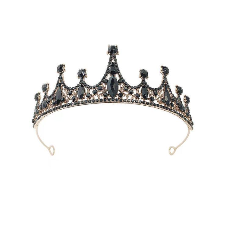 Black Baroque Crown Tiara Bride Eighteen Female Bar Mitzvah Birthday Princess Crown