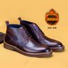 Winter Boots Cotton Shoes Men'S British Martin Boots Leather Fleece Platform Brock Boots