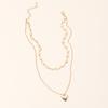 New accessories, Korean version of tide love pendant necklace, simple and fashionable double-layer love chain collarbone neck chain