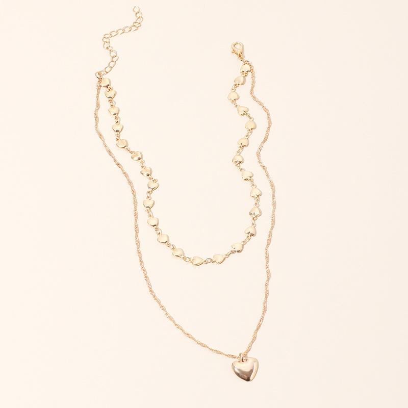 New accessories, Korean version of tide love pendant necklace, simple and fashionable double-layer love chain collarbone neck chain