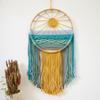 Arazzo da Parete Macramè Boho Sole Decorazione Murale, Acchiappasogni Colorati Intrecciati per Soggiorno Casa Stanza 60 cm L x 30 cm L