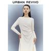 UR2026 Women's Pleated Waist-Cinching Midi Dress