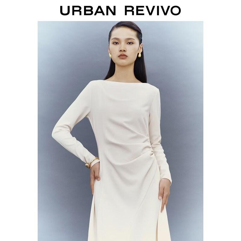 UR2026 Women's Pleated Waist-Cinching Midi Dress