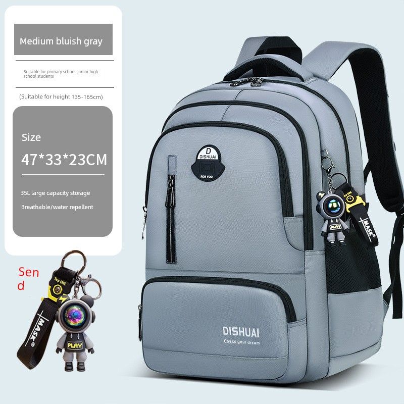 

Рюкзак для старшеклассников с защитой спины, большой вместимости, легкий, модный, новинка 2025 года Medium Green Grey (for Lightning Bear)