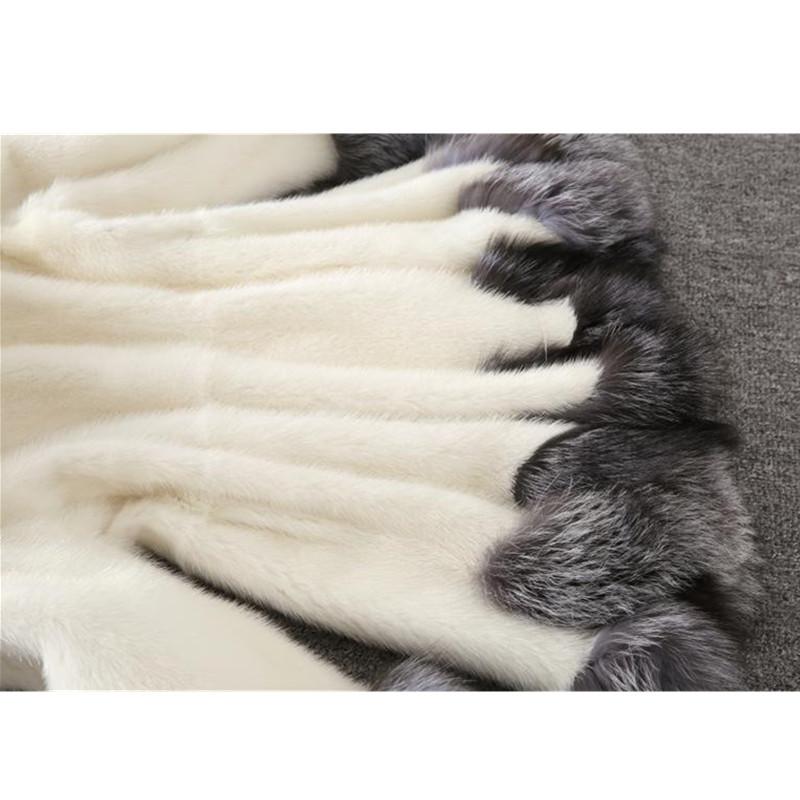 Faux Fur Coat Women Autumn Winter Faux Mink Coat Faux Fox Fur Collar Hooded Jacket Large Size Tops Fur Women Christmas Clothes