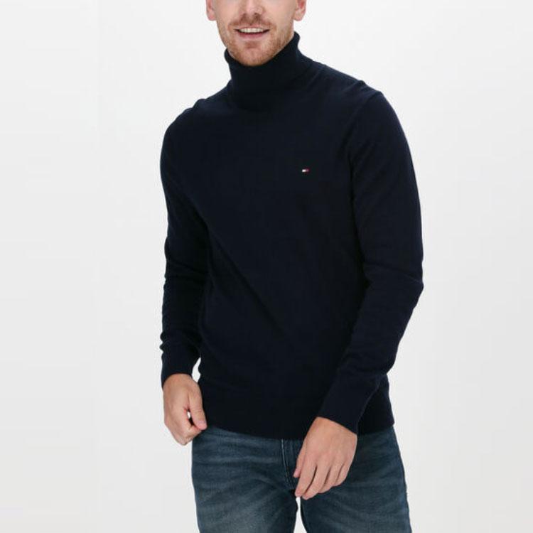 Tommy Hilfiger Crew Neck Pullover Straight Cut Long Sleeve Knit Sweater Men sweater Dark-Navy 78J9328-410