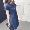 Frühjahr/Sommer 2026 Damen Casual Denim Midi-Kleid in Übergröße
