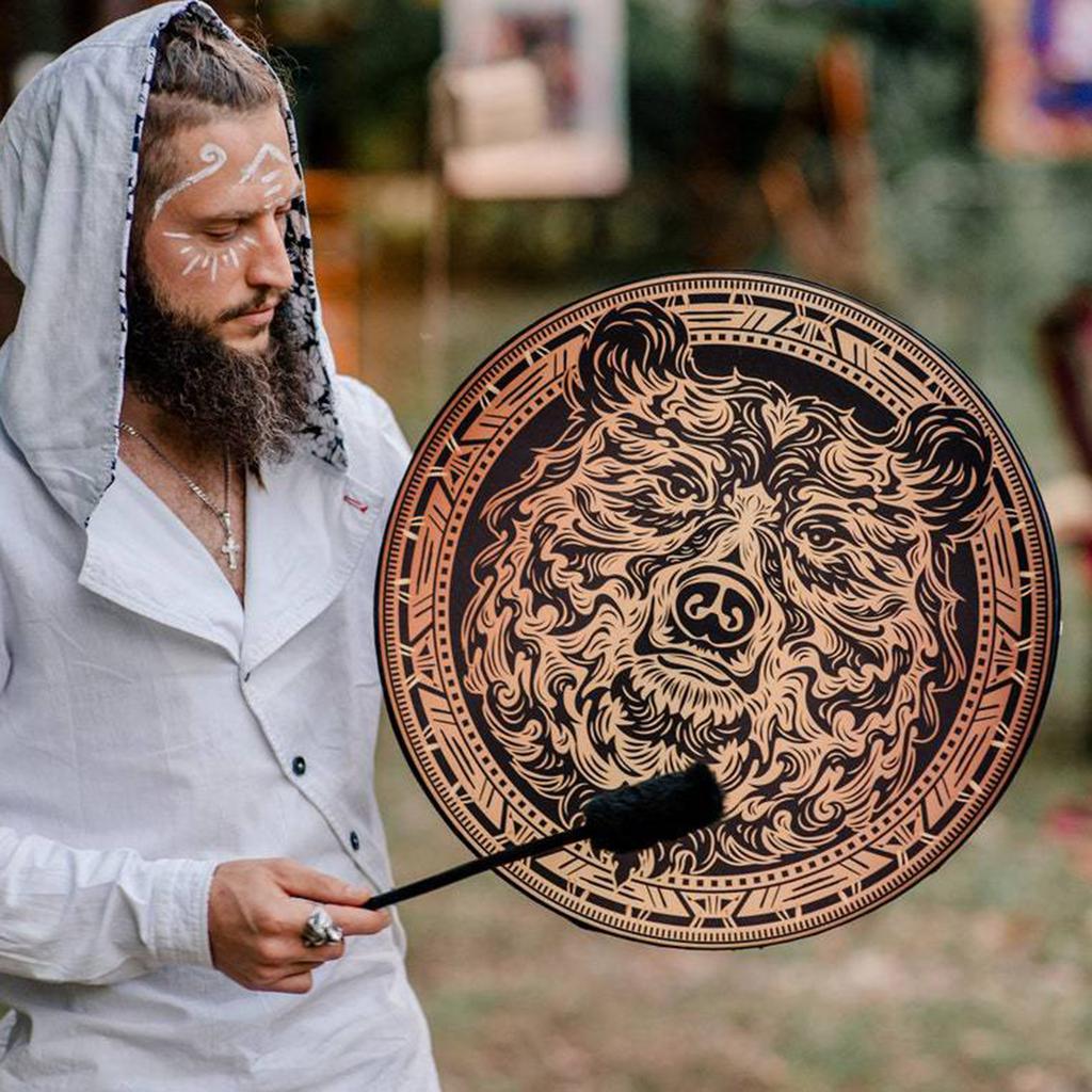 Shaman Drum With Drum Stick Sound Healer Siberian Shaman Alchemical Moon Drum for Spiritual Music, Reflection Meditation