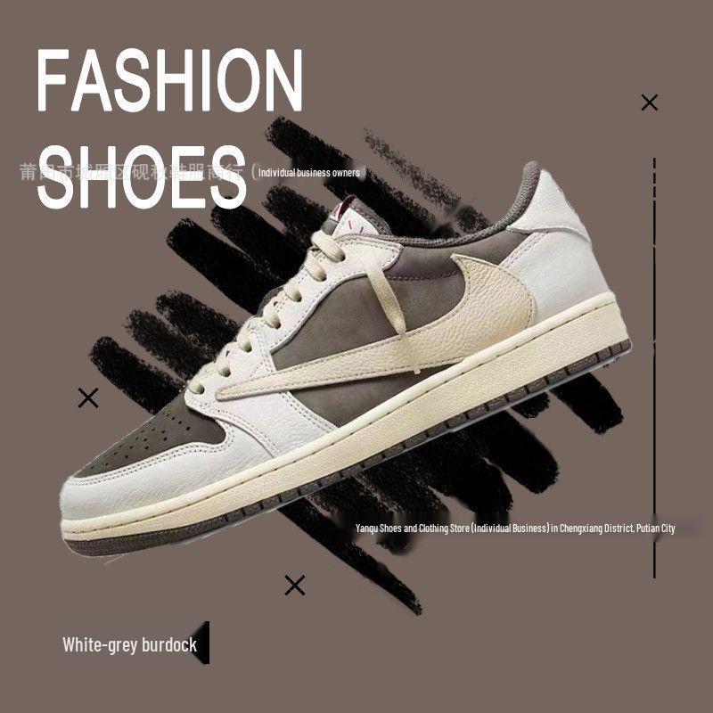 AJ1 Reverse Swoosh Low-top Sneakers - Co-branded Unisex Retro Basketball Shoes