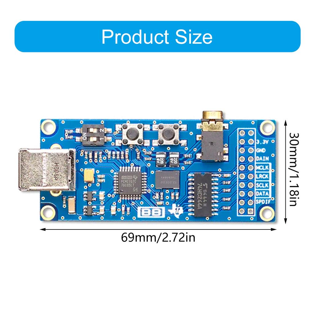 PCM2707C USB To I2S Digital Interface Sound Card Module PCM2707C USB I2S Converter Board For Music Player Equipment