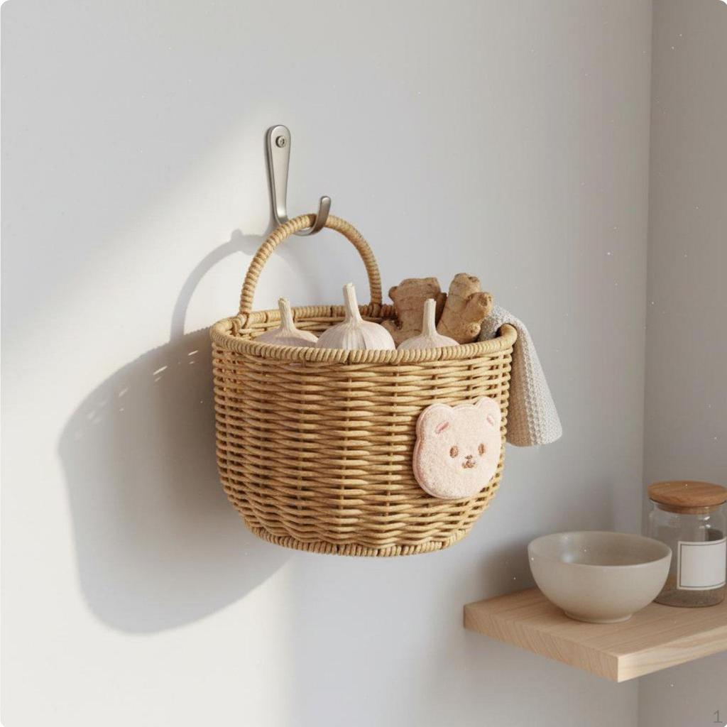 Gingers Garlic Storage Basket Easy To Hang Wall WallMounted Versatile Small Woven