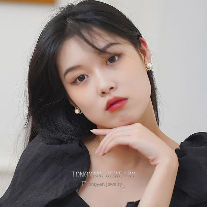 High-Grade French Rose Pearl Retro No-Piercing Earrings - Celebrity Style, Lightweight Luxury