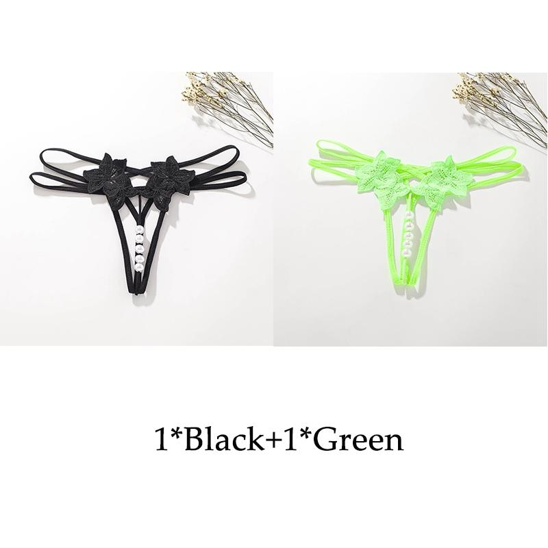 Sexy G-string T Panties Female Underwear Lace Thongs Women's Pants Sexy Pearl Panties Erotic Women Crotchless Panties Plus Size