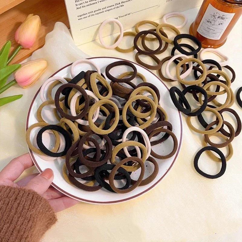 100/300PCS Basic Nylon Ealstic Hair Ties for Girls Colorful Hair Band Ponytail Holder Scrunchie Rubber Band Kid Hair Accessories
