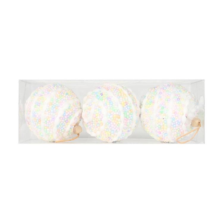 3Pcs Macaron Color Foam Sphere Pendant Christmas Tree Accessories Suitable For Family Or Retail Space Decoration