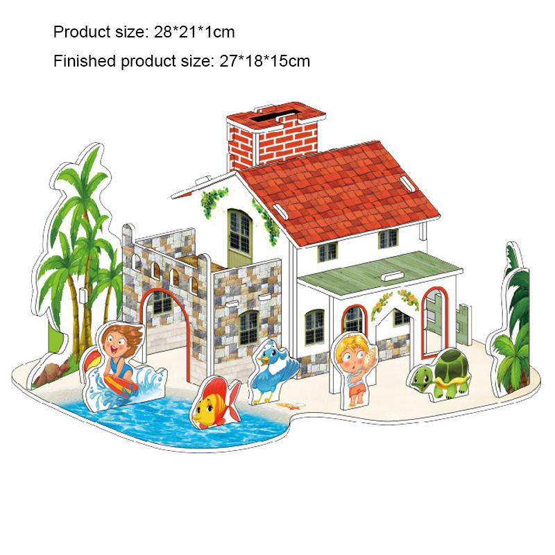 Big Size Children's 3D Paperboard Puzzle House Villa Castle Building Model for Kids Handmade DIY Assembly Puzzle Toys Gift