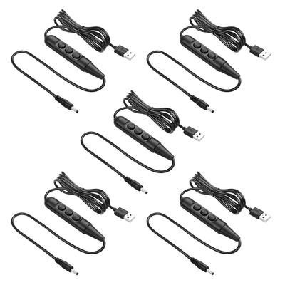 SinLoon USB To DC 3.5x1.35mm Power Cable 5pcs with Dimmer Switch for LED Strip Desk Lamp 5V Device 1.5m