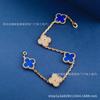 Clover Blue Agate Diamond Bracelet for Women, Colorfast, High-End Hand Jewelry