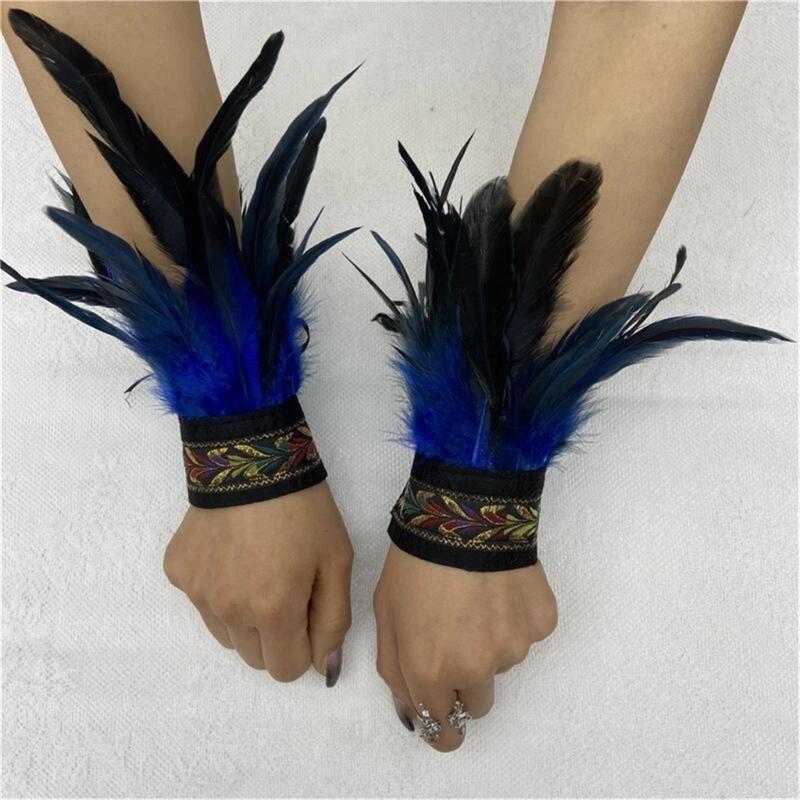 Ethnic Wrist Cuffs Vintage Women Men Cosplay Costume Accessory Feather Wristband Feather Wristband Vintage Bracelet