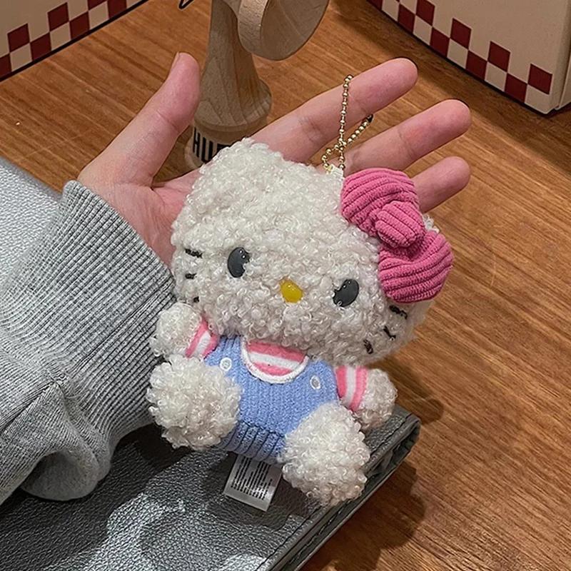 Saniro Hello Kitty cartoon Kt cat curly-haired keychain schoolbag backpack cute key for girls gift