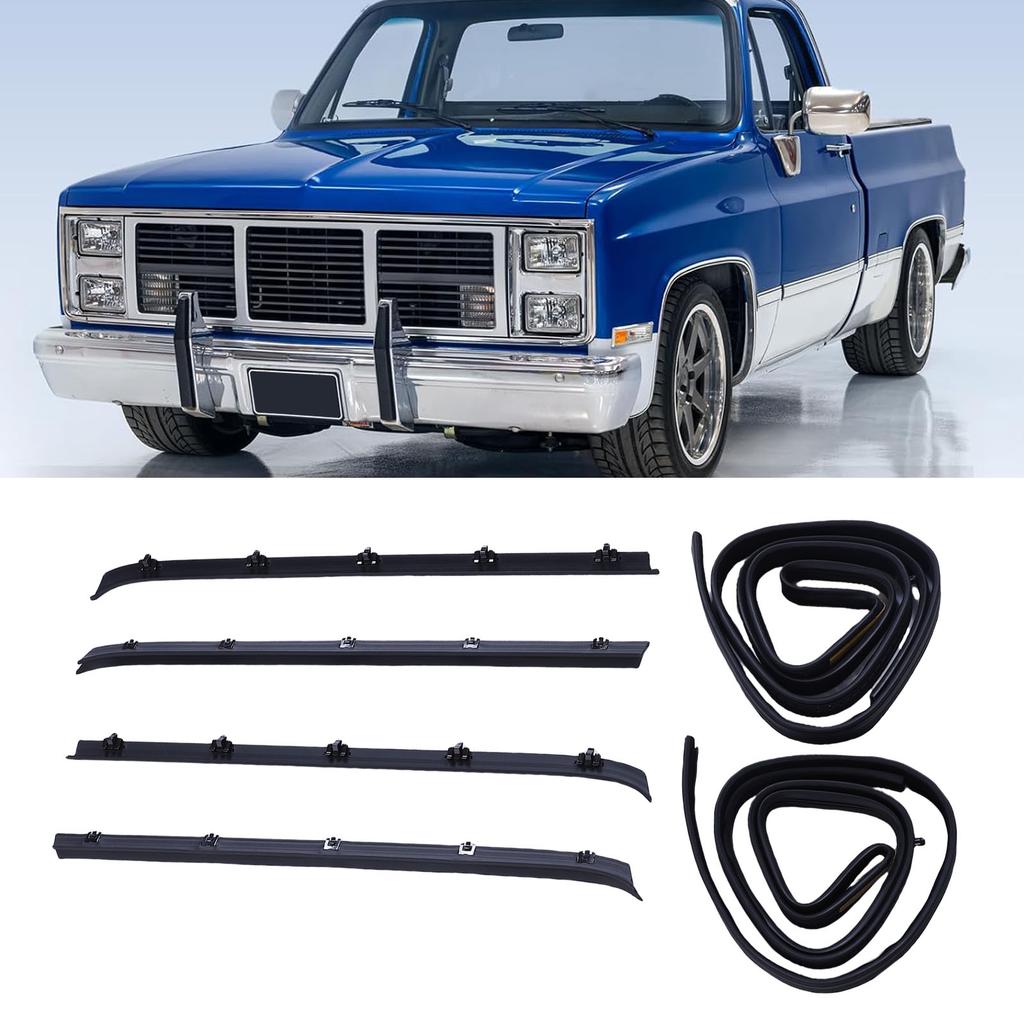 Front Door Window Weatherstrip Kit 15569071 Sweep Felt Trim   Run Channel   Replacement for C1500 C2500 C3500 K1500  00 K3500