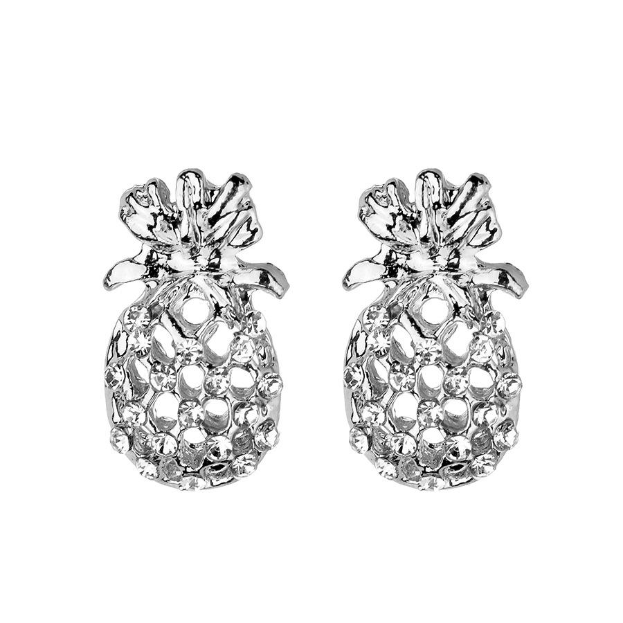 European American Rhinestone Pineapple Stud Earrings