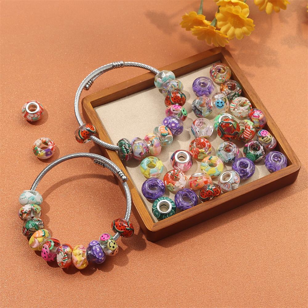 30/50/100pcs Resin Large Hole Bead Lighting, European Craftsmanship Bead Spacer Bead DIY Jewelry Bracelet Necklace Earring Jewelry Production