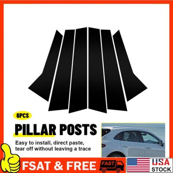 6X Carbon Fiber Door Window Trim Pillar Posts Cover For Porsche Macan 2014-22 B