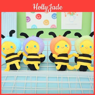 Cute Soft Crystal Velvet Bee Keychain Plush Adorable Animal Bag Accessory