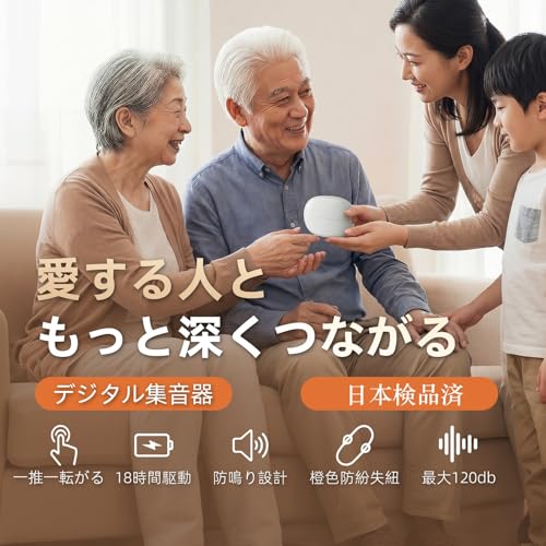 [Unovas] Ear-Hooked Hearing Amplifier, 2026 Model with Digital Chip and Stepless Volume Control, 360° Omnidirectional Sound Collection, 35x Amplificat