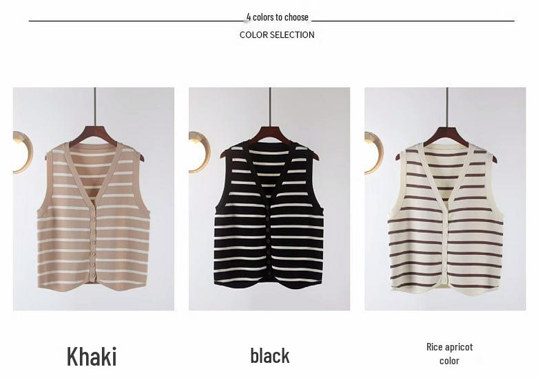 Striped Sleeveless Cardigan for Women - French Chic Autumn 2026 Vest