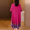 Women's Plus Size Dress Vintage Print Dress Ethnic Style Spring Summer A-line Pleated Stretch Maxi Dress