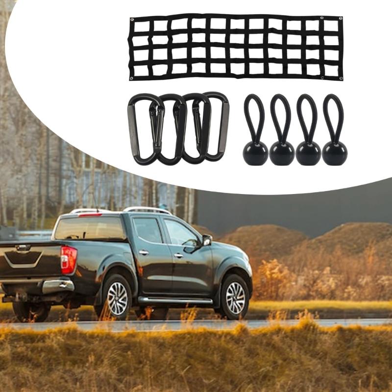 60x18in Tailgate Net for Pickup Truck Bed Heavy Duty Tailgate Cargo Netting Easy Installation Tailgate Mesh Black