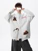 Men's Cartoon Puppy Embroidered Round Neck Cardigan Hoodie - Spring/Autumn Loose Fit with Niche Design