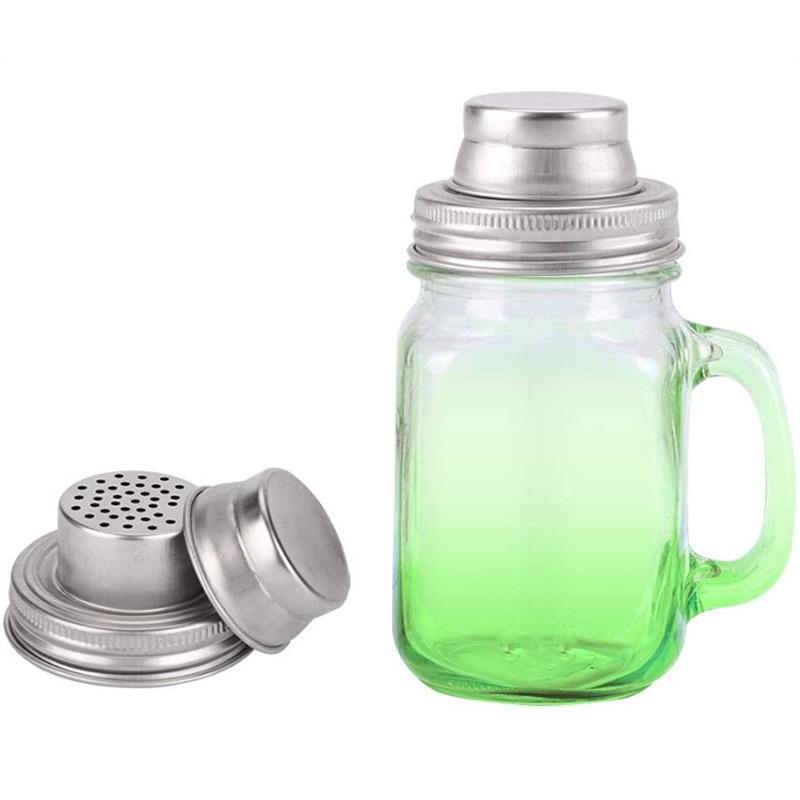 1PCS Stainless Steel Cocktail Shaker Set Mason Jar Shaker Cocktail Pepper Filter Cover