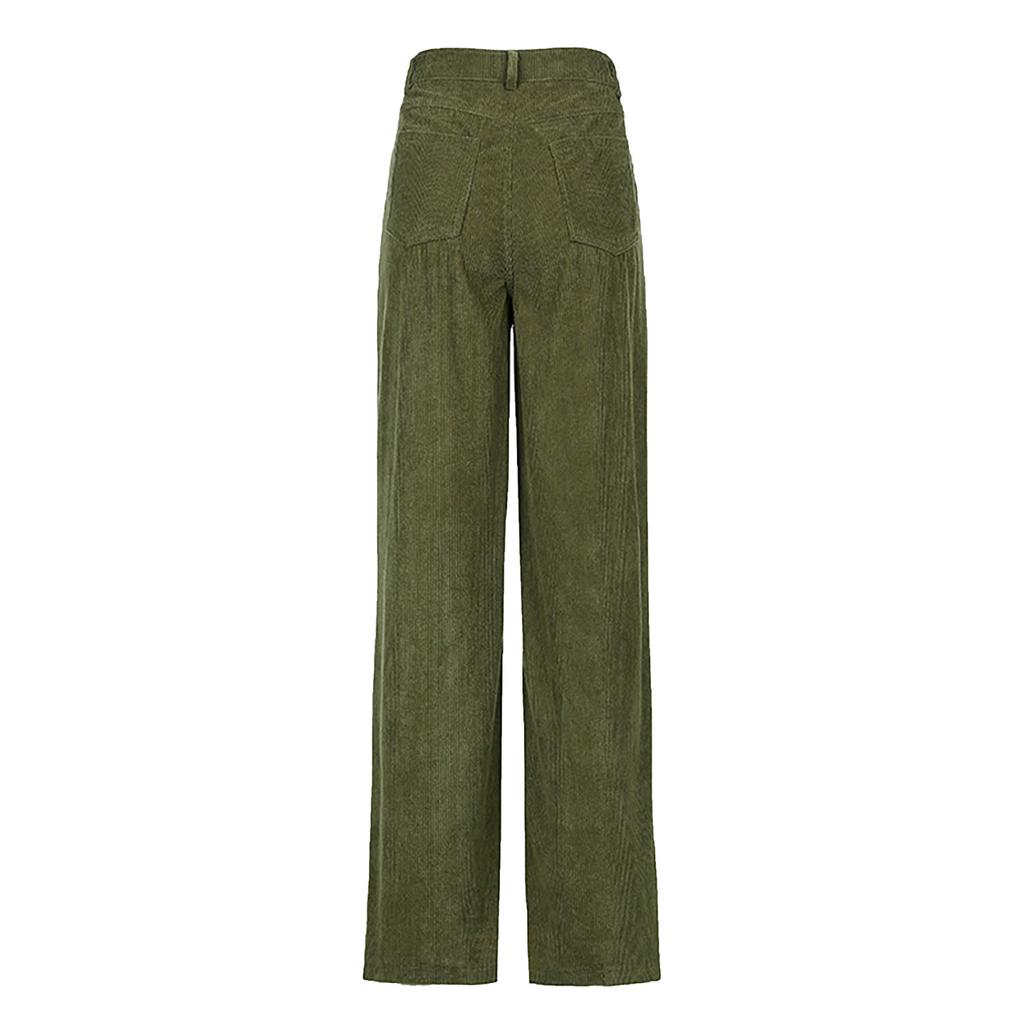 Damskie, solidne spodnie z szerokimi nogawkami ze średnim stanem, proste, luźne spodnie na co dzień