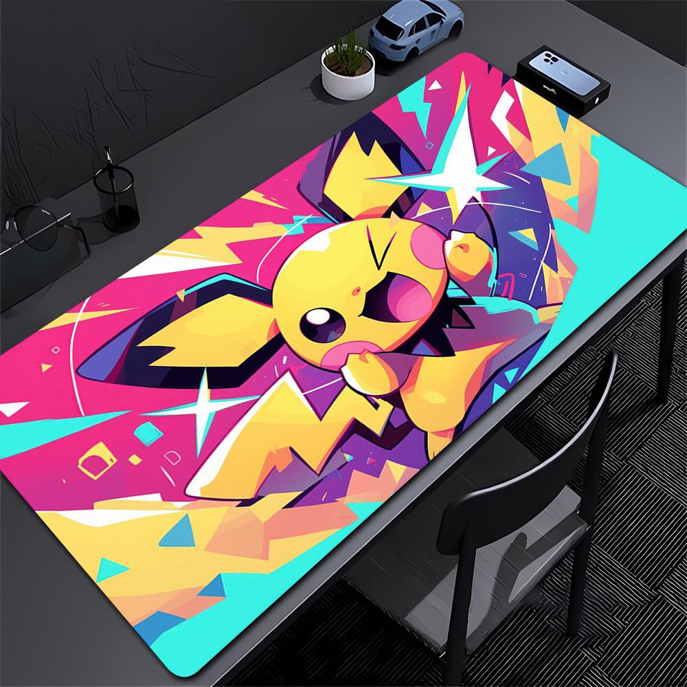 Pokemon Ash Und Pikachu Laufen Schreibtischunterlage Rutschfest Großes Gaming-Mauspad Wasserdicht Anime-Tastaturunterlage für Heim- und Bürodekoration