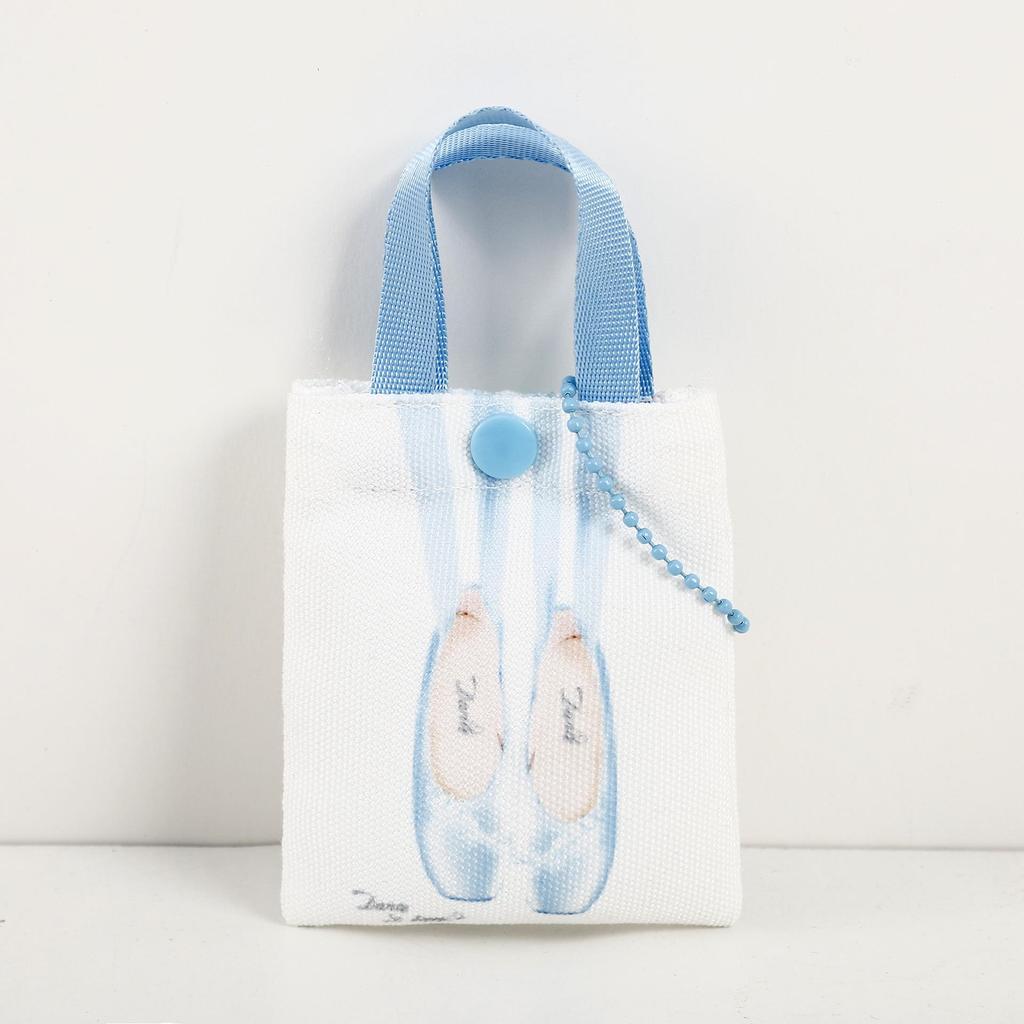 Mini sac de rangement en toile style ballet pour écouteurs et petits objets avec pendentif