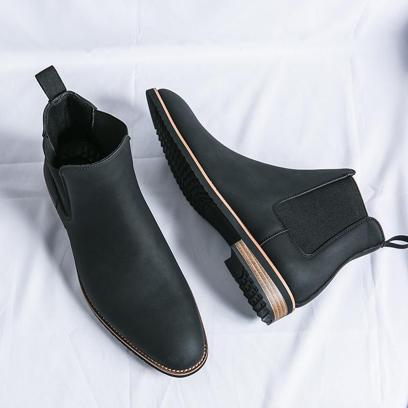 Soft Leather Elastic Strap Basic Boots New Formal Business Dress Shoes Elegantes Basic Botas Fashion Youth Teenage Chelsea Boots
